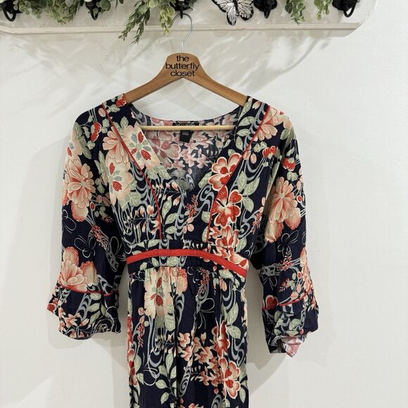 Lucky Brand Vintage Y2K Inspired Floral Boho Mini Dress Small AT - Picture 2 of 4